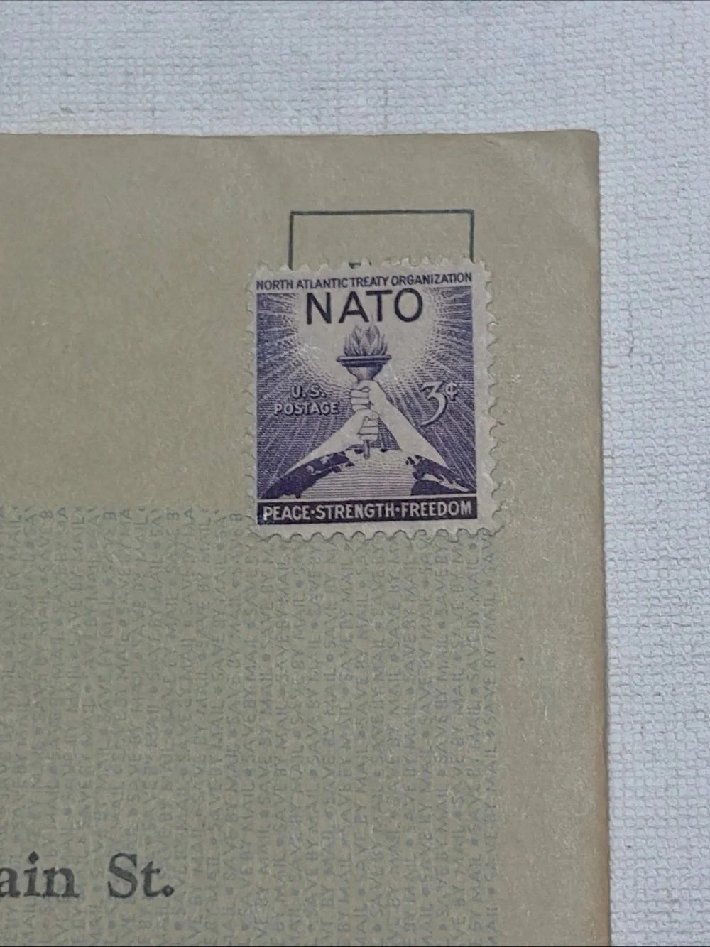 Vintage First National Bank Dallas Mail Deposit Envelope NATO 3¢ Stamp 1952